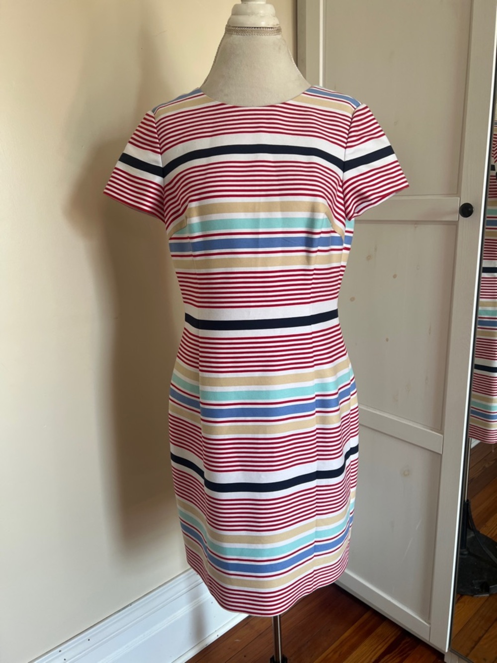Brooks Brothers Nautical Multi Color Striped Short Sleeve Sheath Dress 10